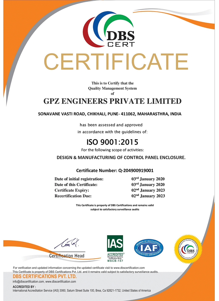 ISO 9001:2015 Certficate